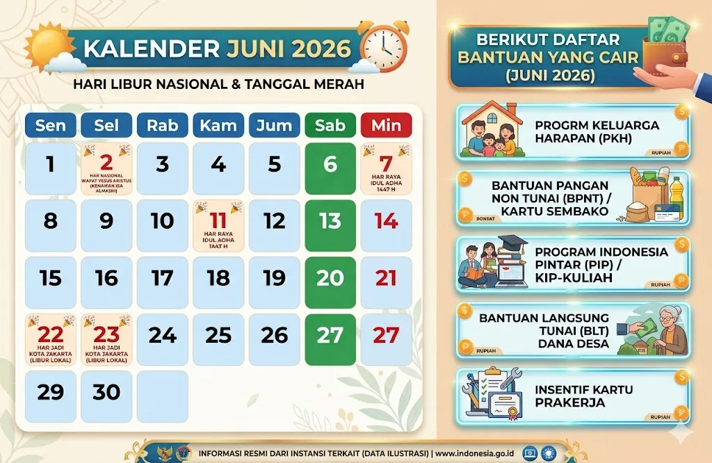 Cek Daftar Libur Nasional & Cuti Bersama Juni 2026 – Ada 6 Tanggal Merah