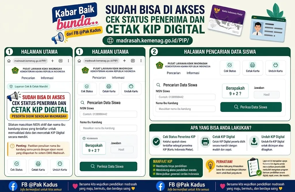 Kabar Gembira untuk Bunda! Akses Pengecekan PIP dan Cetak KIP Digital Peserta Didik Sekolah Madrasah Kini Sudah Bisa