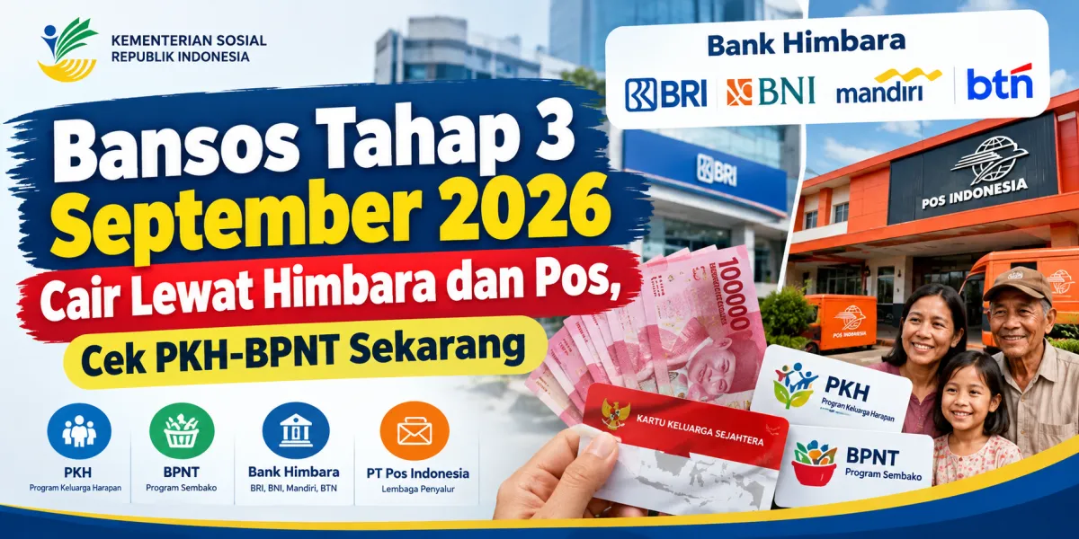 Bansos Tahap 3 September 2026 Cair Lewat Himbara dan Pos, Cek PKH-BPNT Sekarang