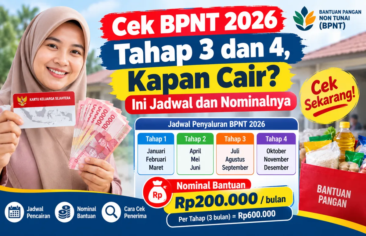 Cek BPNT 2026 Tahap 3 dan 4, Kapan Cair? Ini Jadwal dan Nominalnya
