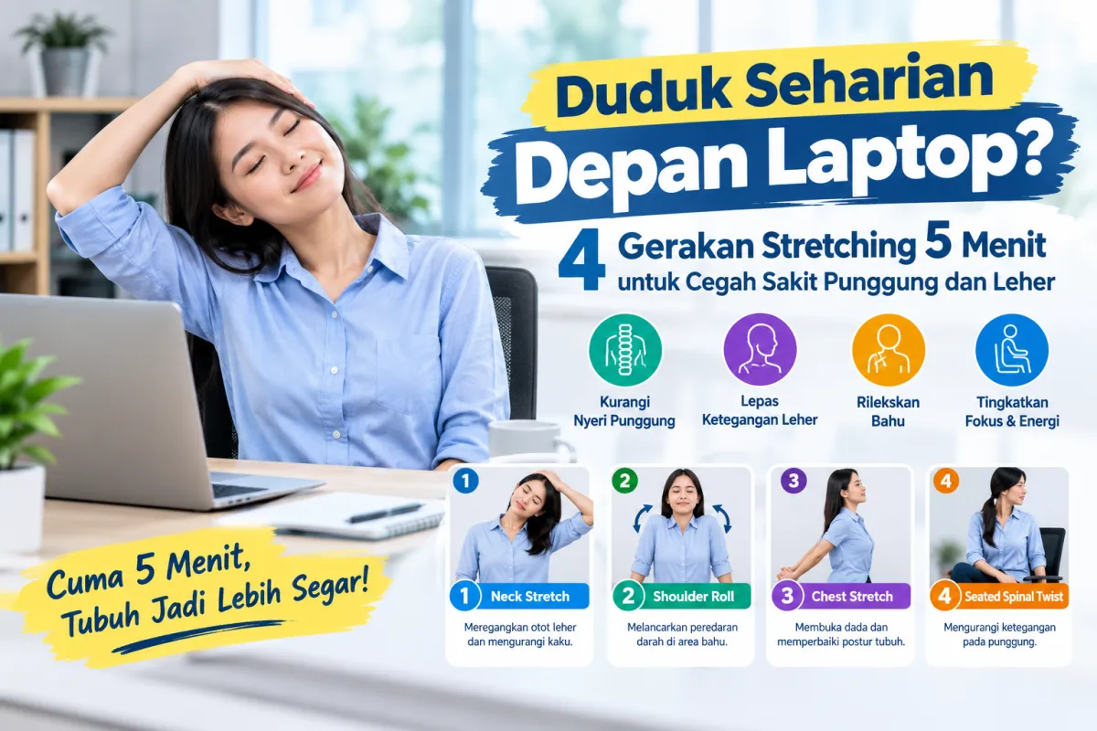 Duduk Seharian Depan Laptop? 4 Gerakan Stretching 5 Menit untuk Cegah Sakit Punggung dan Leher