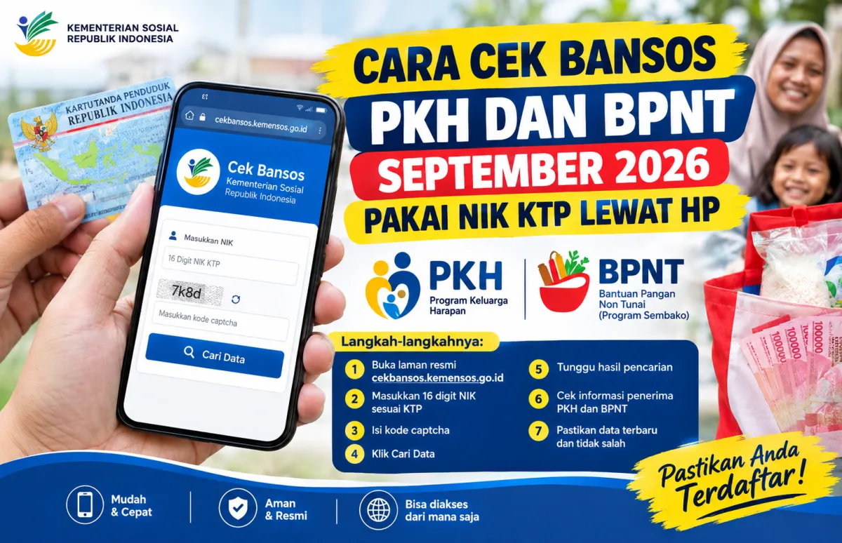 NIK KTP Bisa untuk Cek Bansos PKH dan BPNT September 2026, Ini Caranya