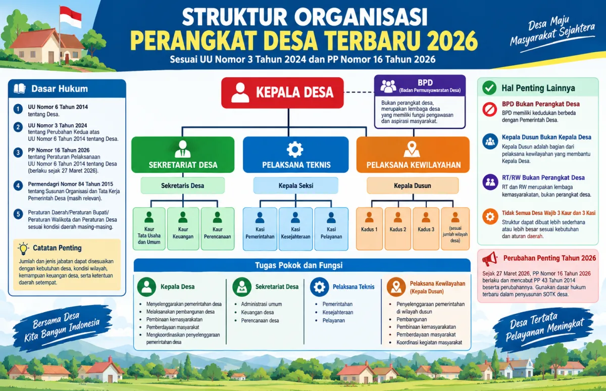 Struktur Organisasi Perangkat Desa Terbaru 2026 Sesuai UU Desa Tahun 2024