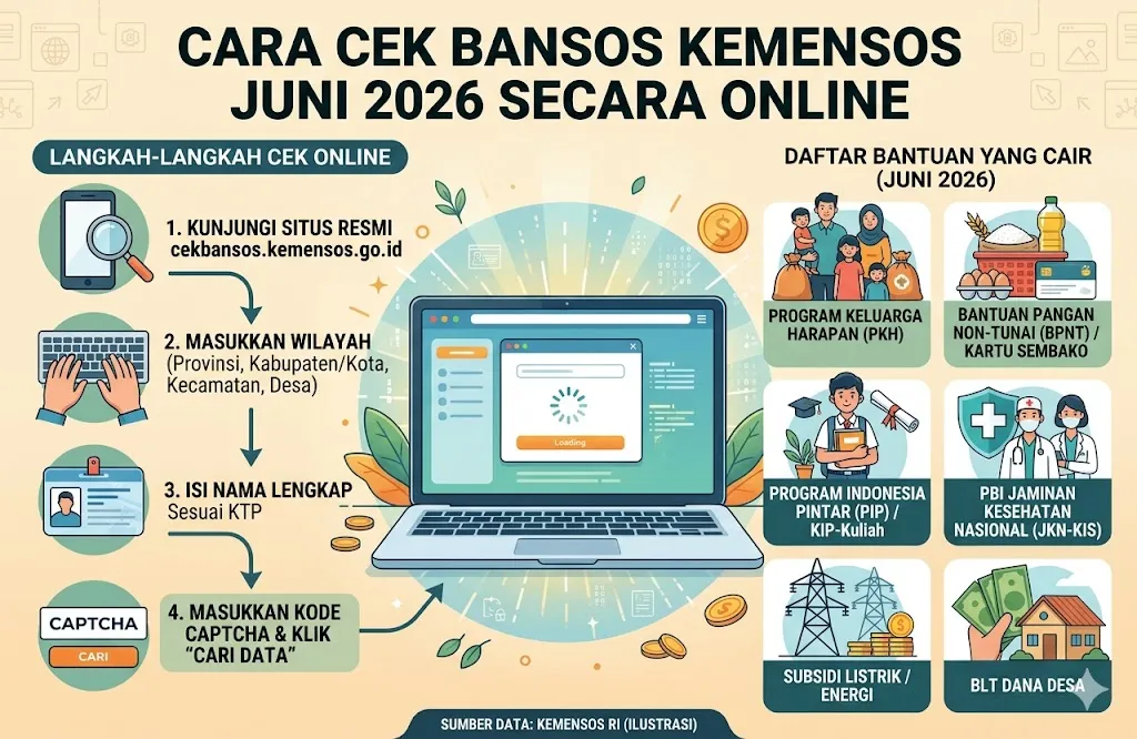 Update Bansos Juni 2026: 4 Bantuan Dicairkan, Simak Cara Cek Penerima Lewat HP