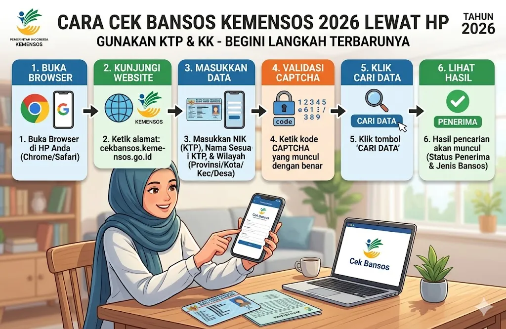 Panduan Lengkap Cek Bansos 2026 via HP: Gunakan KTP dan KK, Ikuti Langkah Ini