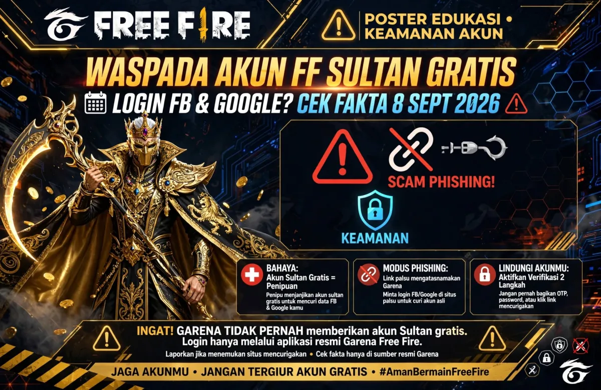 Bagi-Bagi Akun FF Sultan Gratis 8 September 2026 Login FB & Google Masih Aktif No Tipu