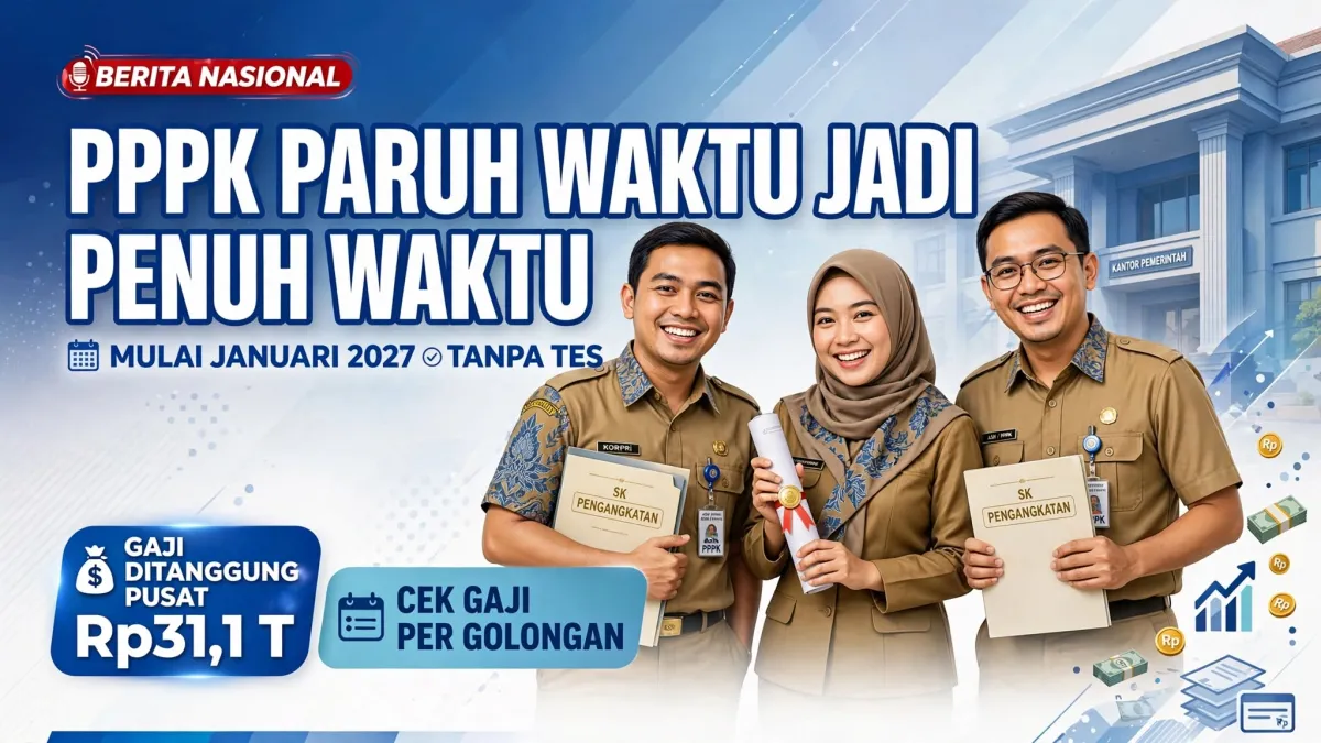 Sah! Mulai 1 Januari 2027 Semua PPPK Paruh Waktu Diangkat Jadi Penuh Waktu Tanpa Tes