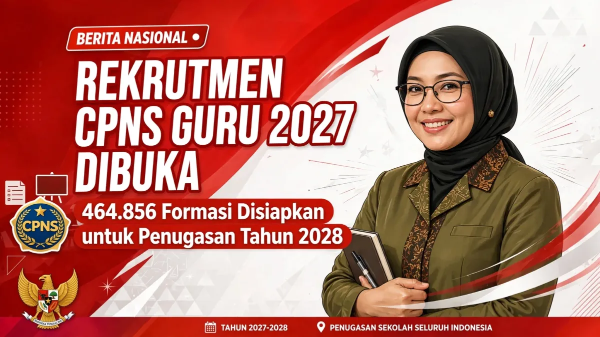Rekrutmen CPNS Guru 2027 Dibuka, Sebanyak 464.856 Formasi Disiapkan untuk Penugasan Tahun 2028