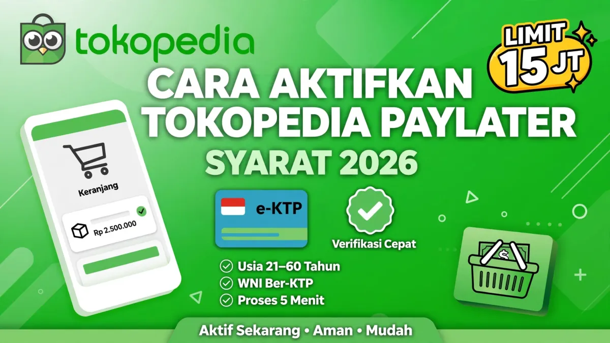 Cara Aktifkan GoPayLater di Tokopedia 2026 - Syarat Cuma KTP, Limit Hingga 15 Juta