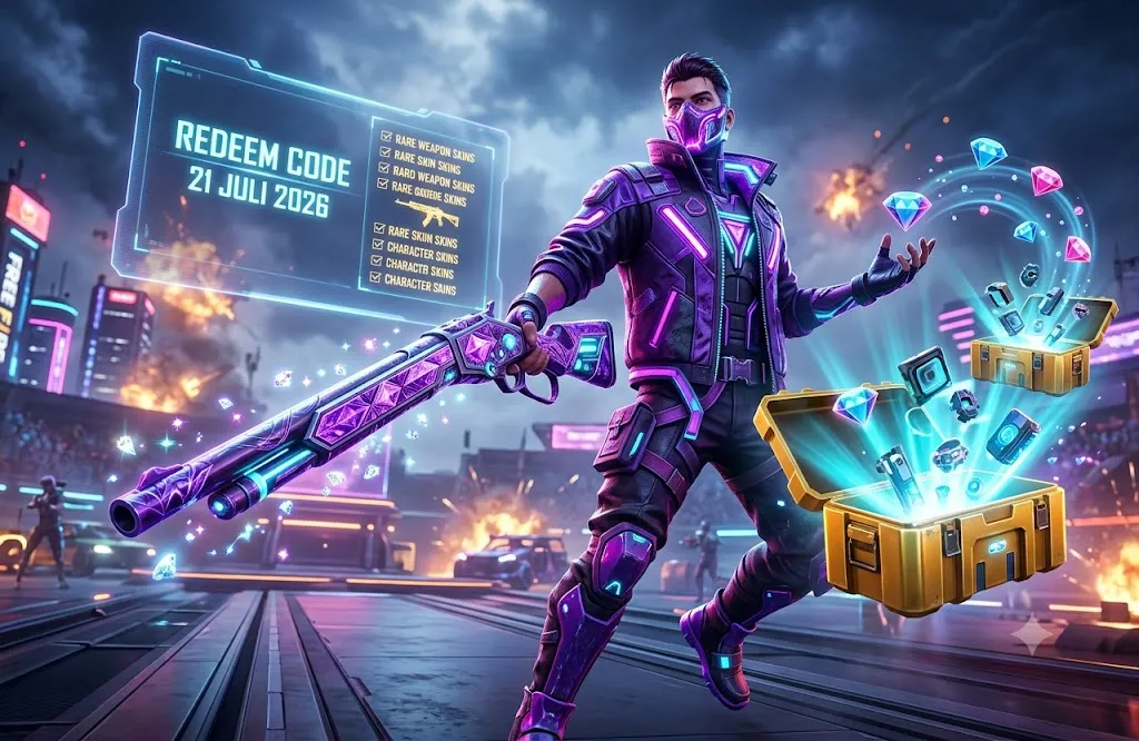 Kode Redeem FF 21 Juli 2026: Klaim M1887 SG Ungu, Diamond, dan Skin Rare Garena Sekarang!