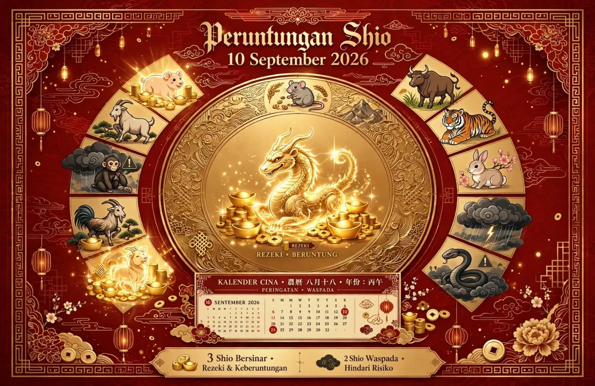 Peruntungan Shio 10 September 2026: 3 Shio Panen Rezeki, 2 Shio Harus Waspada