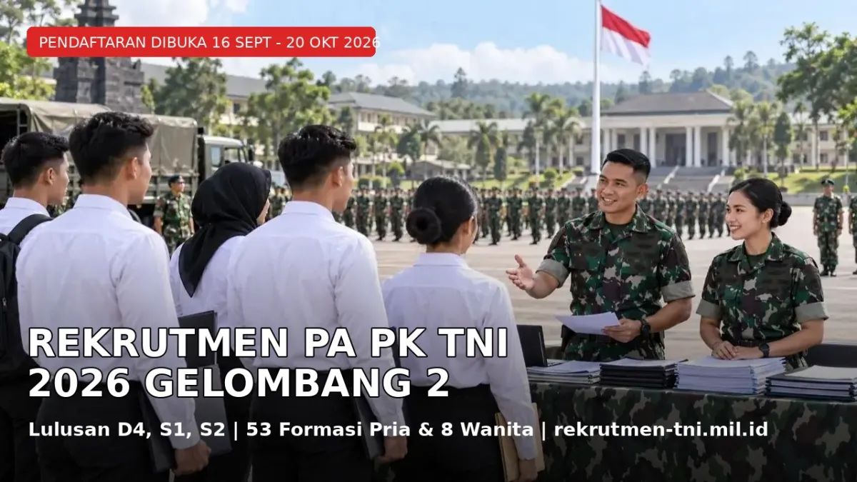 Mabes TNI Resmi Buka Seleksi PA PK TNI 2026 Gelombang 2 untuk Lulusan D4, S1 hingga S2