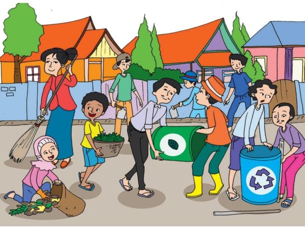Sangadi dan Perangkat Desa Jumat Bersih di Lokasi Tugu Desa Bungko
